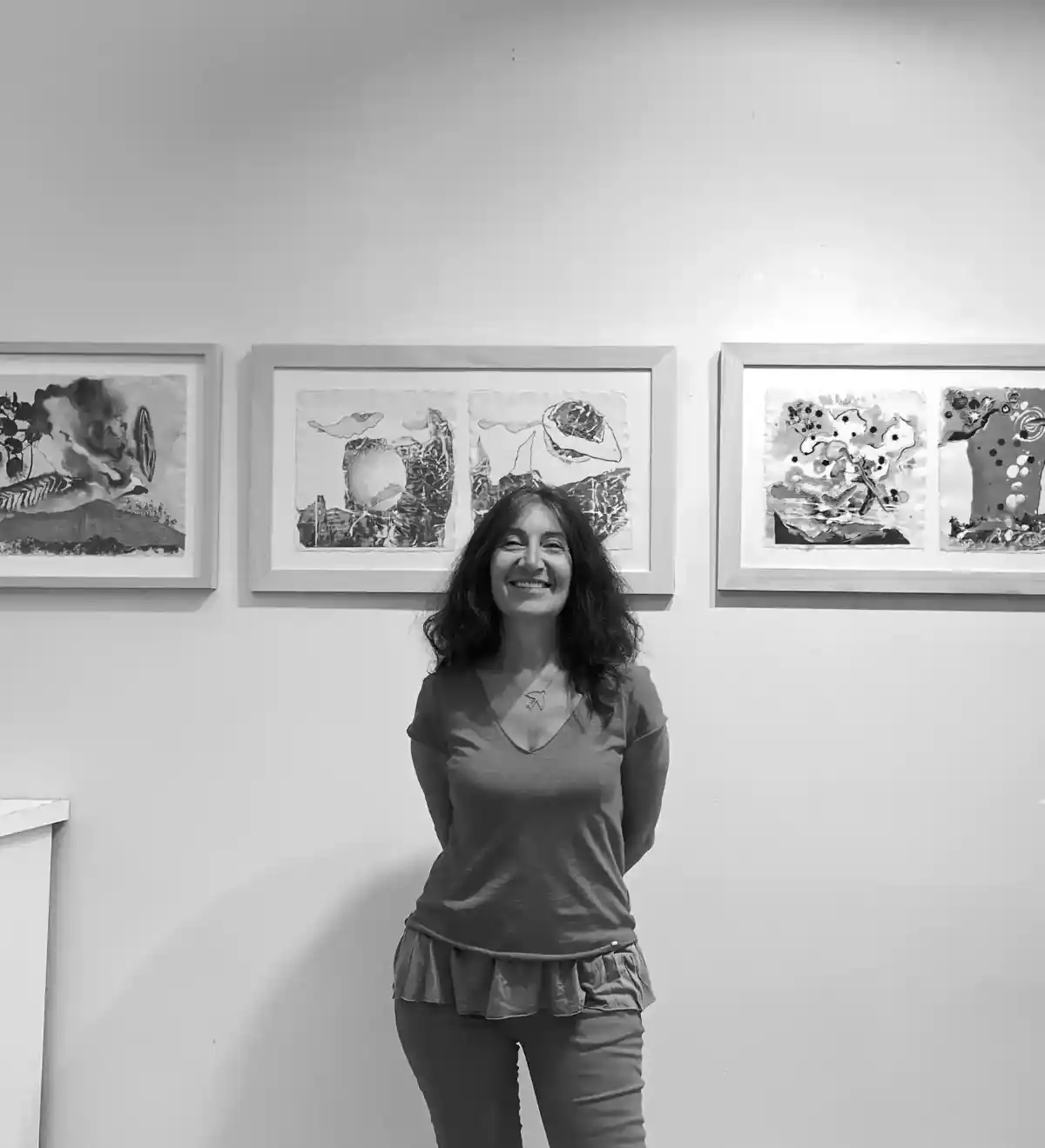 Can Maden - Istanbul-based contemporary artist in her studio with mixed media materials, portrait from 2023